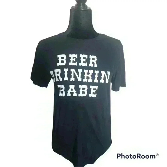 Bella Canvas Womens Black and White Beer Drinkin Babe Short Sleeve T-shirt S - Picture 1 of 8